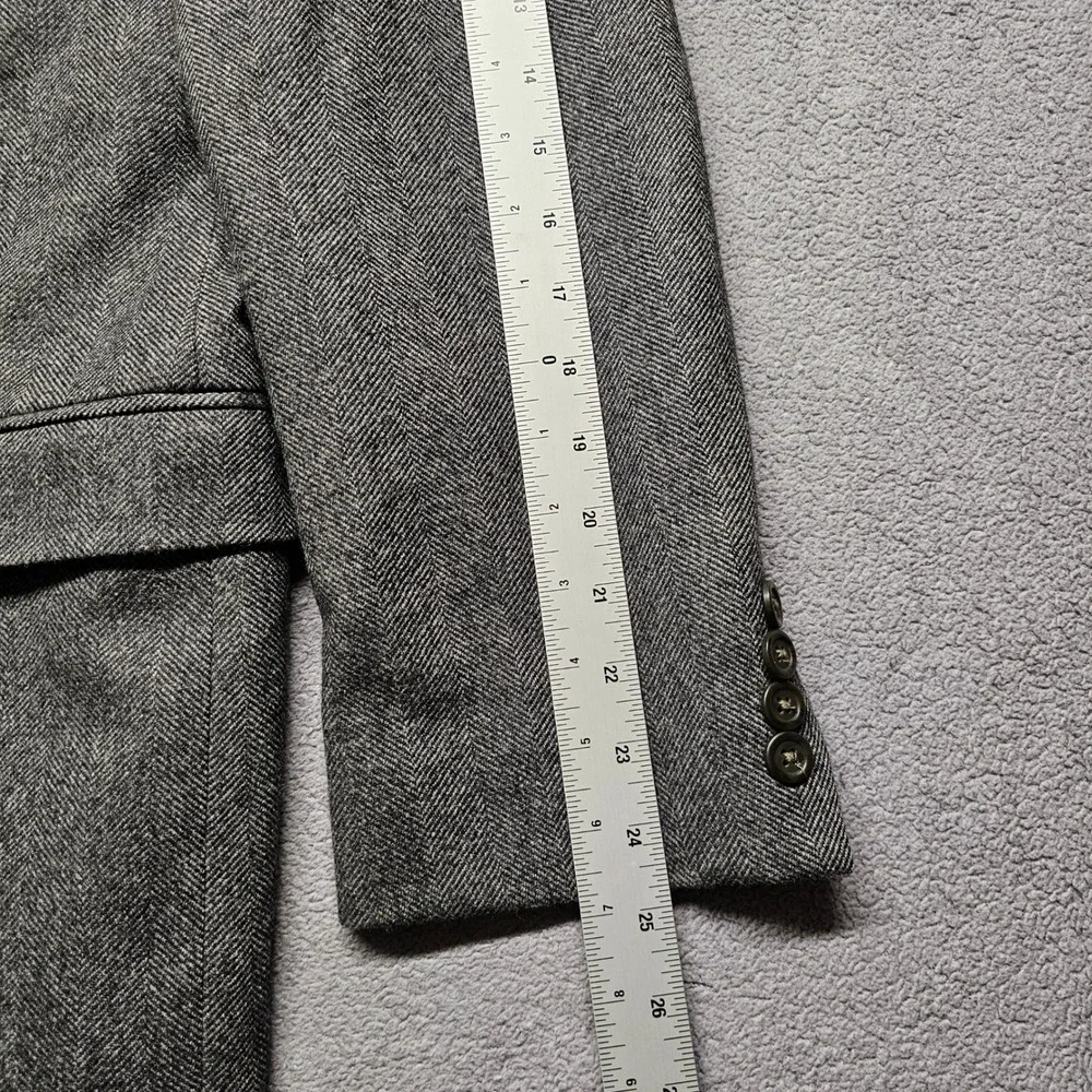 Lauren Ralph Lauren Blazer Jacket Mens 46R Gray Herringbone Vented Notch Lapel